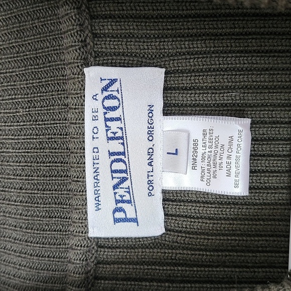 Vintage from the 1990s  wool, leather Sweater jacket by Pendleton - Picture 5 of 10